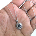 4 Ct Black Diamond Pendant with White Sapphire Accents, AAA Certified - ZeeDiamonds