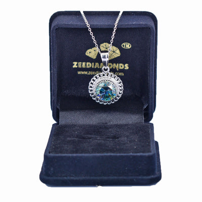 5.85 Ct AAA Quality Blue Diamond Solitaire Pendant, Latest Design - ZeeDiamonds