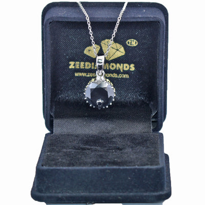Rare 7 Ct Stunning Black Diamond Solitaire Pendant, AAA Certified - ZeeDiamonds