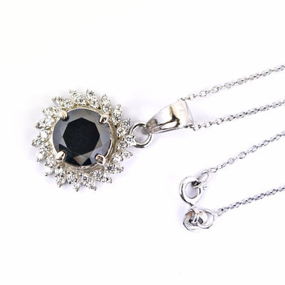 3 Ct Black Diamond Pendant with White Accents, 100% Genuine-Certified. - ZeeDiamonds