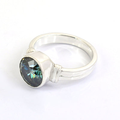 2.40 Ct Blue Diamond Ring With White Gold, AAA Quality, Great Shine & Luster ! - ZeeDiamonds