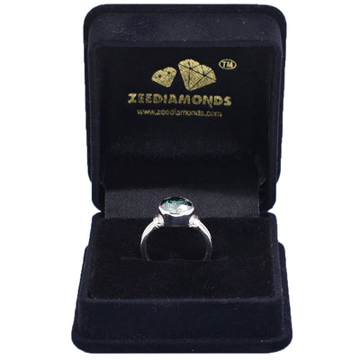 2.40 Ct Blue Diamond Ring With White Gold, AAA Quality, Great Shine & Luster ! - ZeeDiamonds