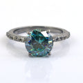 2.15 Ct AAA Certified Blue Diamond Ring with Diamond Accents! - ZeeDiamonds