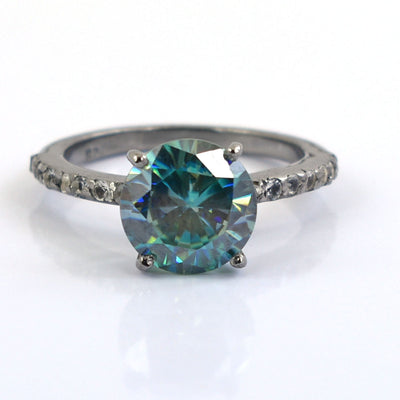 2.15 Ct AAA Certified Blue Diamond Ring with Diamond Accents! - ZeeDiamonds