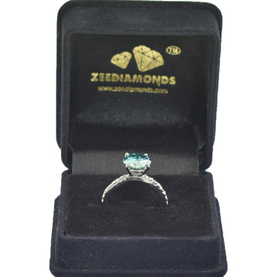 2.15 Ct AAA Certified Blue Diamond Ring with Diamond Accents! - ZeeDiamonds