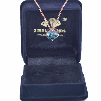 3.50 Ct Certified Blue Diamond Solitaire Pendant in Prong Setting - ZeeDiamonds