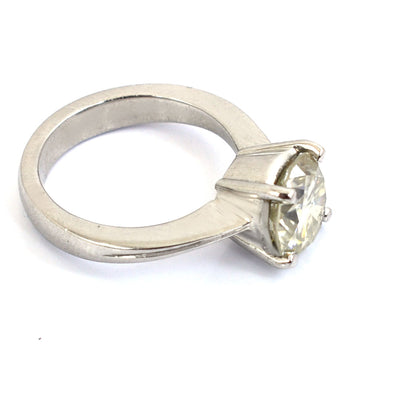 3.50 Ct Round Brilliant Cut Off-White Diamond Solitaire Engagement Ring - ZeeDiamonds