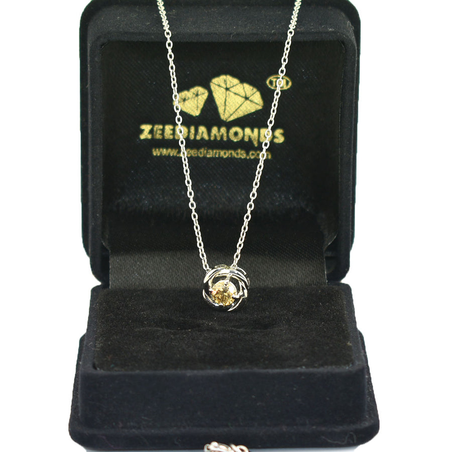 0.60 Cts Elegant Champagne Diamond Pendant In latest Style For Gifting. - ZeeDiamonds