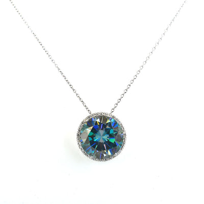 14.46 Ct Deep Blue Diamond Pendant with Diamond Accents, 100% Certified - ZeeDiamonds