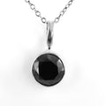 2.15 Cts, Round Black Diamond Solitaire Pendant, Great Shine & Luster - ZeeDiamonds