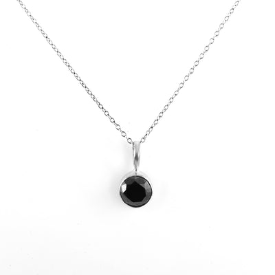 2.15 Cts, Round Black Diamond Solitaire Pendant, Great Shine & Luster - ZeeDiamonds