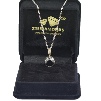 2.15 Cts, Round Black Diamond Solitaire Pendant, Great Shine & Luster - ZeeDiamonds