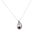 1.50 Ct Certified Black Diamond Swan Pendant with Ruby & White stones Accents - ZeeDiamonds