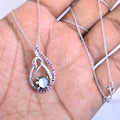 1.50 Ct Certified Black Diamond Swan Pendant with Ruby & White stones Accents - ZeeDiamonds