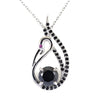 1.50 Ct Black Diamond Swan Pendant with Black Diamond Accents - ZeeDiamonds