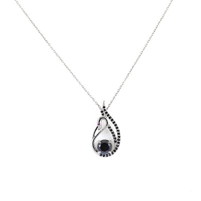 1.50 Ct Black Diamond Swan Pendant with Black Diamond Accents - ZeeDiamonds