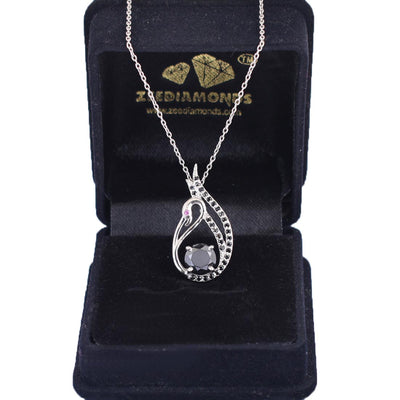 1.50 Ct Black Diamond Swan Pendant with Black Diamond Accents - ZeeDiamonds