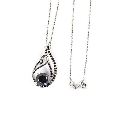 1.50 Ct Black Diamond Swan Pendant with Black Diamond Accents - ZeeDiamonds