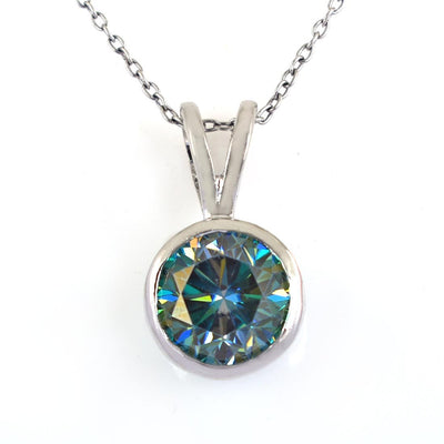 3.65 Ct Elegant Blue Diamond Solitaire Pendant, Brilliant Cut - ZeeDiamonds