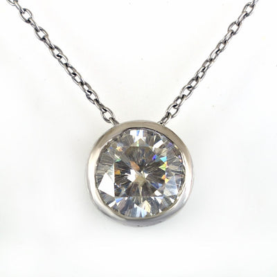 2.05 Ct Certified Round Off-White Diamond Pendant in Black Gold - ZeeDiamonds