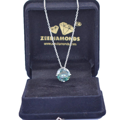 2.95 Ct AAA Quality Blue Diamond Solitaire Pendant, Great Sparkle - ZeeDiamonds