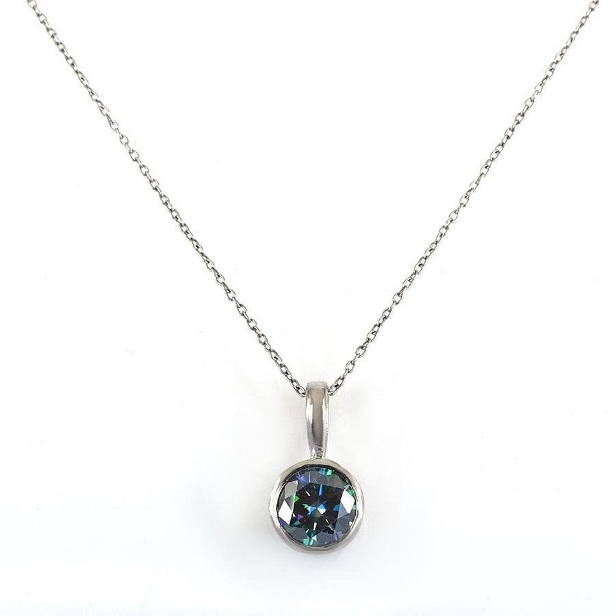 2.75 Ct AAA Quality Blue Diamond Solitaire Pendant, Great Shine - ZeeDiamonds