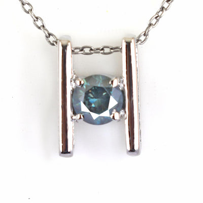 0.60 Ct AAA Quality Blue Diamond Solitaire Pendant, Great Design - ZeeDiamonds