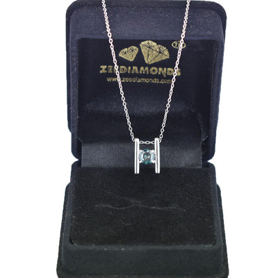 0.60 Ct AAA Quality Blue Diamond Solitaire Pendant, Great Design - ZeeDiamonds