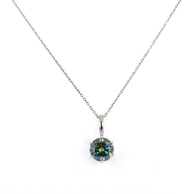 3.40 Ct Certified Greenish Blue Diamond Pendant, Elegant Shine - ZeeDiamonds