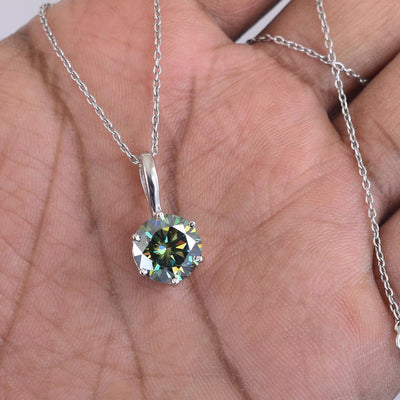 3.40 Ct Certified Greenish Blue Diamond Pendant, Elegant Shine - ZeeDiamonds