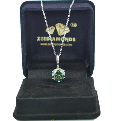 3.40 Ct Certified Greenish Blue Diamond Pendant, Elegant Shine - ZeeDiamonds