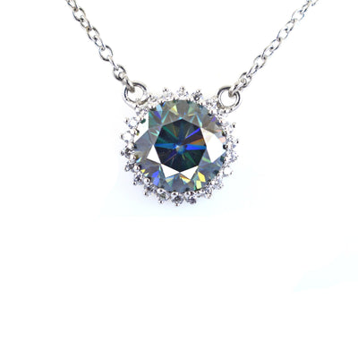 3.65 Ct Deep Blue Diamond Pendant with 0.35 Ct Accents, 100% Certified - ZeeDiamonds