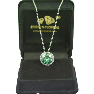 3.65 Ct Greenish Blue Diamond Pendant with Accents, 100% Certified - ZeeDiamonds