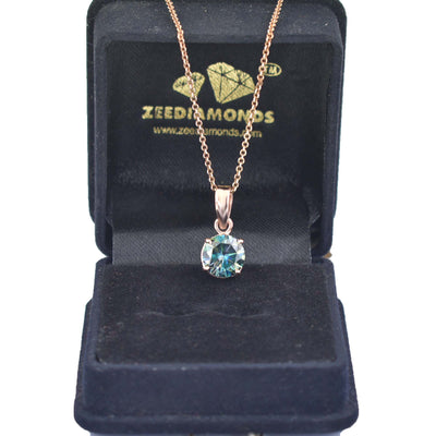 2.95 Ct AAA Certified Blue Diamond Solitaire Pendant in Prong Setting - ZeeDiamonds