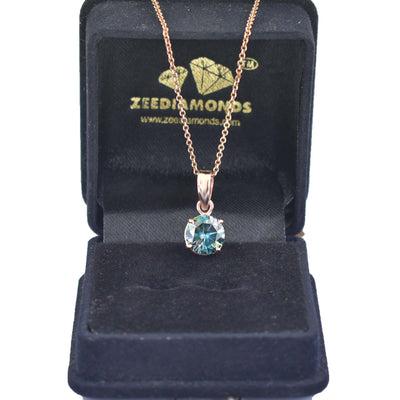 3.40 Ct AAA Certified Blue Diamond Solitaire Pendant, Great Sparkle - ZeeDiamonds