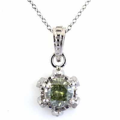 1.25 Ct Greenish Blue Diamond Pendant with Accents, AAA Certified - ZeeDiamonds