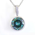 4 Ct AAA Certified Blue Diamond Solitaire Pendant in Bezel Style - ZeeDiamonds