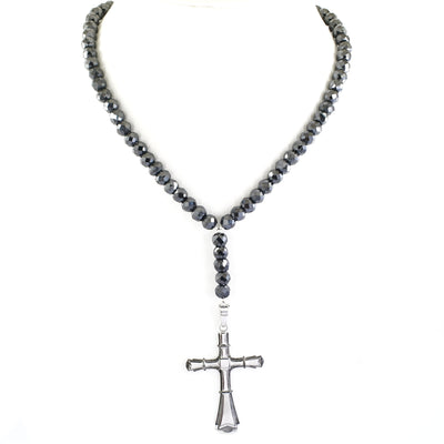 7 mm Black Diamonds Necklace For Men with Holy Cross pendent. - ZeeDiamonds