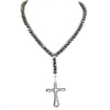 Certified 7 mm Black Diamonds Necklace For Men with Holy Cross Pendent. New Style with Great Luster