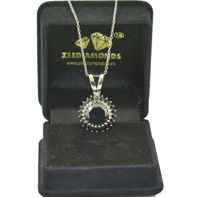 AAA Certified Round Cut Black Diamond Pendant with Accents - ZeeDiamonds