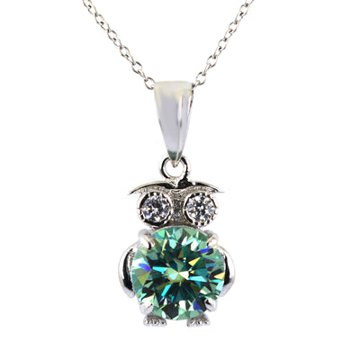 4 Certified Gorgeous Blue Diamond Owl Pendant with Diamond Accents - ZeeDiamonds