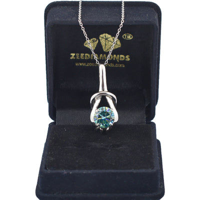 3.8 Ct AAA Certified Blue Diamond Solitaire Pendant, Great Sparkle - ZeeDiamonds