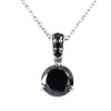 2.5 Ct Round Brilliant Cut Black Diamond Solitaire Pendant with black Diamond Accents - ZeeDiamonds