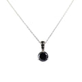 2.5 Ct Round Brilliant Cut Black Diamond Solitaire Pendant with black Diamond Accents - ZeeDiamonds