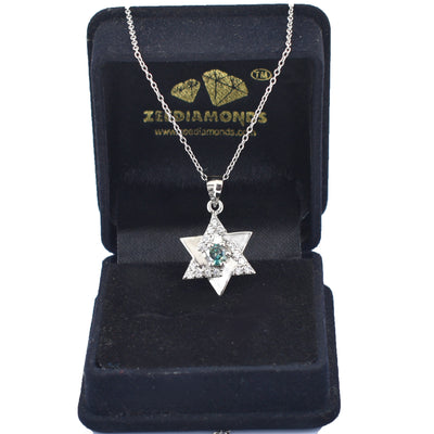 Gorgeous Blue Diamond Star Pendant-Unique design-Great Luster! Certified. - ZeeDiamonds