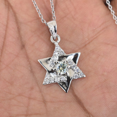Star Shape Diamond Pendant With Topaz Accents - ZeeDiamonds