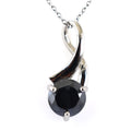 3 Ct Certified Round Brilliant Cut Black Diamond Solitaire Pendant - ZeeDiamonds