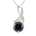 3 Ct Certified Round Brilliant Cut Black Diamond Solitaire Pendant - ZeeDiamonds