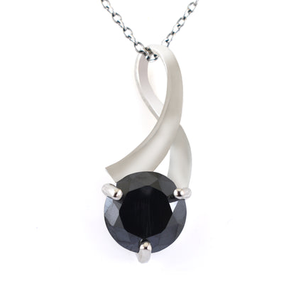 3 Ct Certified Round Brilliant Cut Black Diamond Solitaire Pendant - ZeeDiamonds