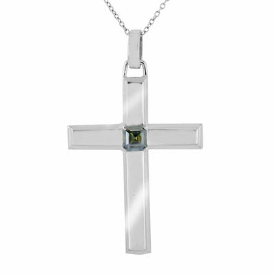 2 Ct 100% Certified Blue Diamond Solitaire Cross Pendant For Gift - ZeeDiamonds